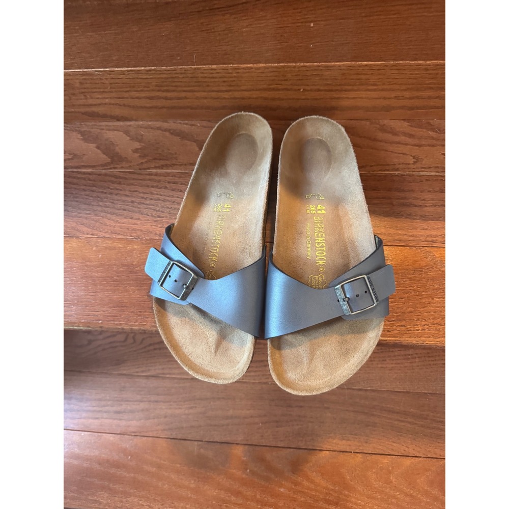 Birkenstock Madrid Metallic Blue Gray Slide Sandals Women 41 L10 M8